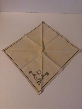 Vintage Handkerchief Grey Embroidered Design